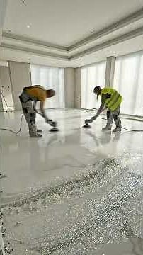 White Marble Quartz Epoxy Floor Installation | Full Timelapse #epoxyfloor #interiordesign #timelapse
