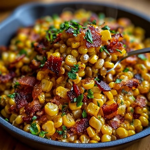 10K views · 14 reactions | Smoky Fried Corn with Bacon Crispy bacon meets sweet golden corn for the ultimate Southern-style skillet side. Yield: 4 servings | Temp: Medium-high heat | Time: 20 minutes Key Ingredients First Fresh or frozen corn kernels Bacon (thick-cut, chopped) Butter Onion (diced) ....................... FULLL Recipe in First Cօʍʍеոτ  | Recipe Viral | Facebook