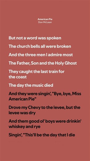 American Pie - Don McLean (Lyrics)