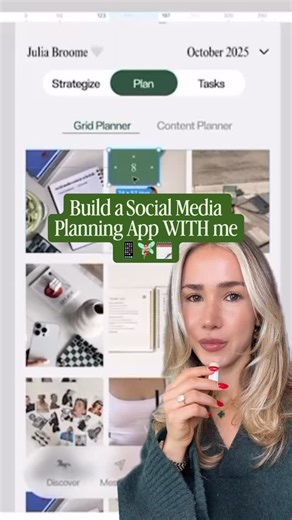 Julia Broome on Instagram: "YOUR social media planning app is about to get *that* much better 🤭🧚🏼‍♀️ you have basically built this entire app with me so it’s only fair that you’re involved in every step of the process so DESIGN AN APP WITH ME!! & let me know if you like the color coded dates / the 9 or 30 grid 🙏🏻🤍"