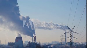 Industrial area. Steel manufacturing. Proceedings of the open-hearth furnaces. Steelmaking. Winter frosty day. Thermal station. Pollution and environmental issues Stock Video
