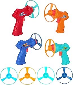 4 Pack Launching Toy Flying Disc Shooters for Kids Cyclone Gyro Launcher Flying Saucer Ejection Flying Disk Spinning Top Toy Indoor & Outside Play for Kids Ages 5+,Cat Propellers