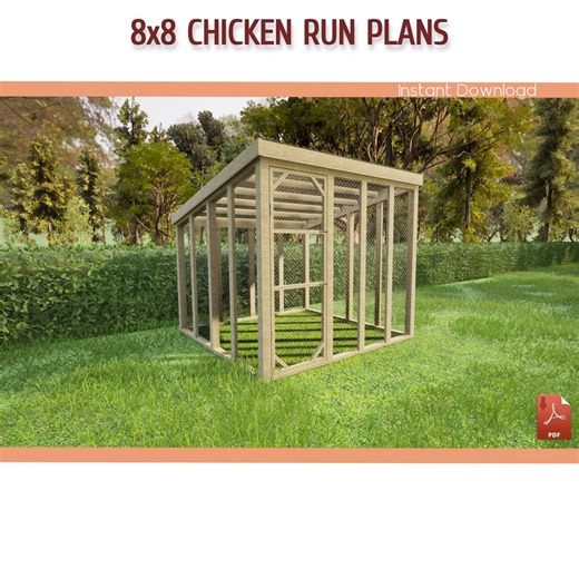 8x8 Walk-in Chicken Run Plans – DIY Bird Aviary (PDF Download) - Etsy