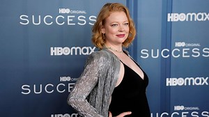 Succession star Sarah Snook unveils her baby bump at the premiere of the fourth season