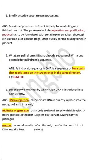 HSS 12BOTANY; Biotechnology: Principles and process,part12 #importantquestion #biotechnolgy #botany