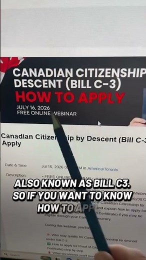 FREE Webinar: How to Apply for Canadian Citizenship by Descent (Bill C-3) #billc3