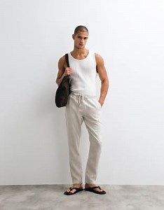 ASOS DESIGN - Beige slim-bukser i 100% hør | ASOS