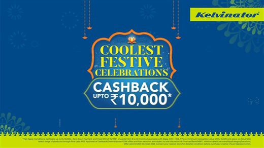 Kelvinator India on Instagram: "This Diwali, join The Coolest Festive Celebration with Kelvinator! ❄️🪔 Bring home joy with assured cashback up to ₹10,000 and easy EMIs starting from just ₹993.🎉 Because in every celebration, Kelvinator is still the coolest one, making homes happier, brighter, and full of festive cheer. 💙✨ #Kelvinator #KelvinatorIndia #DiwaliOffers #CoolestFestiveCelebration #readyforanything"