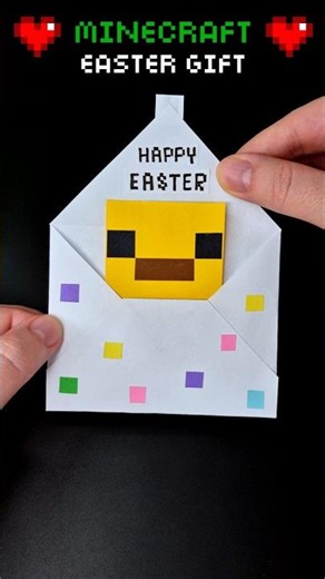 DIY Minecraft Easter Gift 💚🐥 How to Make Cute Baby Chicken Mob Envelope ✉️ #diy #papercraft