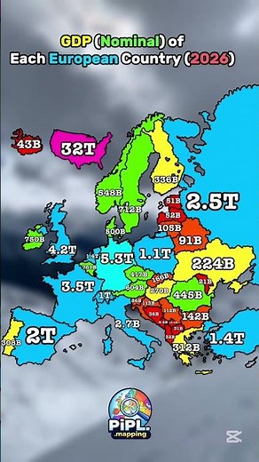 GDP (Nominal) of Each European Country (2026) 💰🌍 #europe #map #geography #mapping #maps #countries