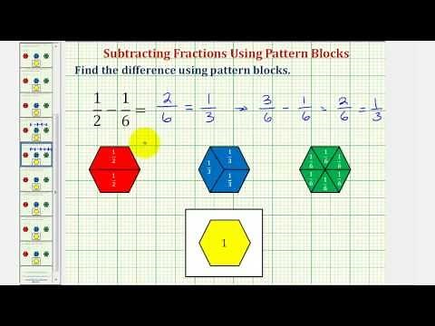 Ex 2: Find the Difference of Two Fractions Using Pattern Blocks (Simplifying)