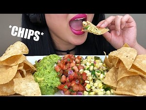 ** ASMR CHIPOTLE CHIPS ** Eating Sounds | GUACAMOLE + PICO DE GALLO + CORN SALSA | ASMR Phan