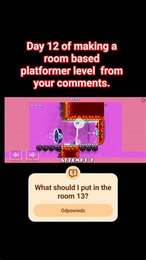 Day 12 of making a room based platformer level from your comments. #geometrydash #gd