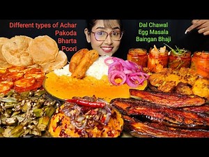 Eating Bharta, Egg Masala, Dal Chawal, Achar, Pakoda, Fries | Big Bites | Asmr Eating | Mukbang