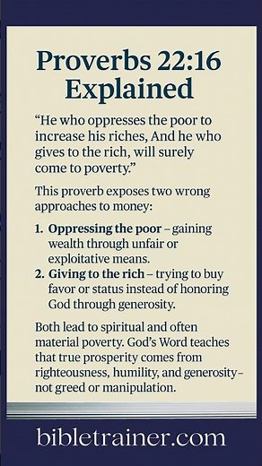 Proverbs 22:16 Explained by Dr. Timmy Tezeno | the Bible Trainer #truth #wisdom#short #biblestudy