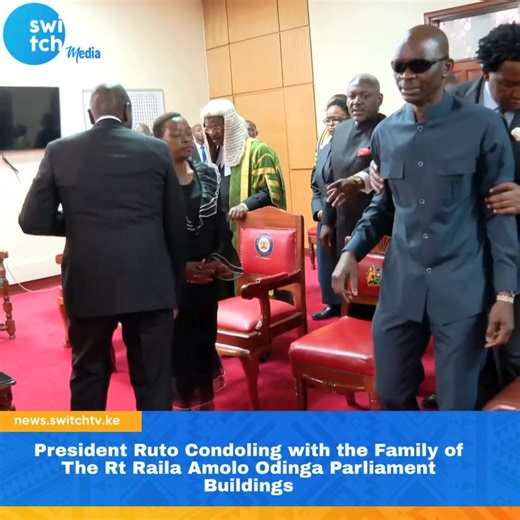 President William Ruto is currently at the Parliament Buildings consoling the family of the late Rt. Hon. Raila Amolo Odinga, who lies in state. The Head of State is leading the nation’s leadership in paying final respects to the former Prime Minister — a revered statesman and pillar of Kenya’s democracy. #HappeningNow #RailaOdinga #PresidentRuto #StateFuneral #KenyaMourns #ParliamentBuildings | Switch Media Kenya
