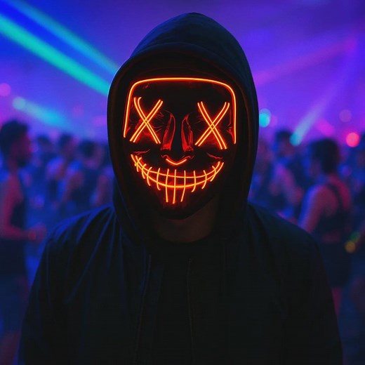 LED Neon Face Mask – Festival Gear, Halloween Rave Mask, One Size, Red Black - Etsy
