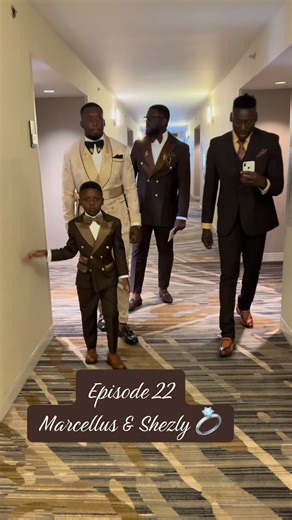 Marcellus & Shezly 💍 Episode 22 If your Groomsmen are not this excited when the see you in your outfit for the first time, don’t take them 😎🤣😂 ************************************************** Custom Tuxedos by: @mrceocollections Groom’s Tuxedo- Tailored 2 Piece Gold & Champagne Jacquard Double-Breasted Waist Strap Tuxedo with Gold Pants Best Man, Groomsmen, Patron of Honor , Ring Security, Announcer, Ring Bearer Tuxedo- Tailored 2 Piece Brown 4 Cut Terylene & Rayon FATHER OF THE BRIDE- Tai