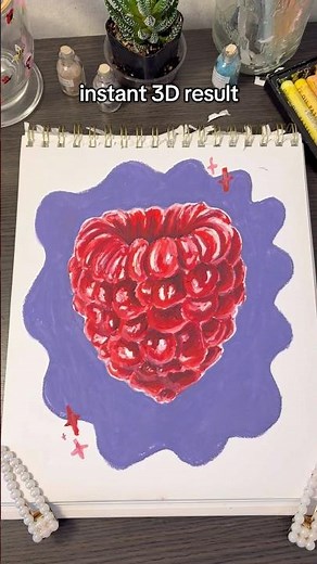 Drawing a raspberry with vs without color theory #drawing #artprocess #oilpastel #colortheory