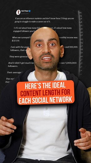 Here’s the ideal content length for each social network (you’re not going to like the Facebook data). We analyzed 2,384,083 pieces of content to figure out how long your content should be… InstagramReels should be 11 to 17 seconds long if their focus is entertainment. 38 to 51 seconds long if educational. Carousels should be 7 to 10 slides long, but you have to use a hook on slide 1 AND slide 2 for it to work well. LinkedInShort-form videos should be 40 to 46 seconds long. Long-from should be 3 