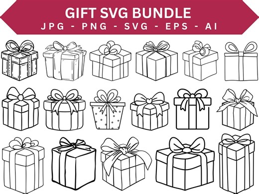 Gift Box SVG Bundle, Digital Paper Craft, Present SVG Cut Files for Cricut, Christmas Gift Svg, Commercial Use, Presents Svg, Gift Box Svg - Etsy
