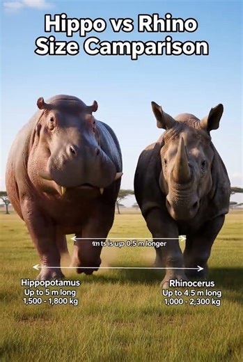 Hippopotamus vs Rhinoceros size comparison #hippo #rhino