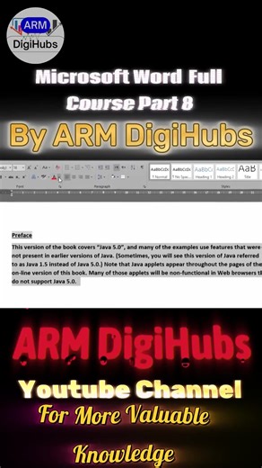Microsoft Word Full Course by ARM DigiHubs YouTube Channel Link https://www.youtube.com/@armdigihubs/featured | ARM DigiHubs