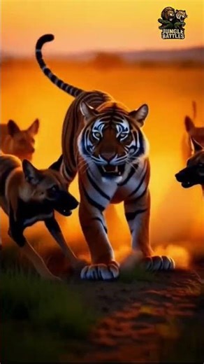 Tiger vs Wild Dogs Pack 😱 Lone King vs Deadly Gang – Who Wins? 🔥🐅#shorts