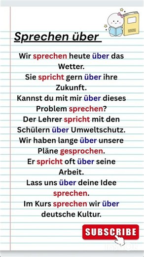 German Verb "sprechen über" | 8 Useful German Sentences | Deutsch A2-B1 #shorts