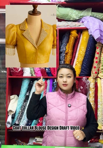 Elegant Coat Collar Blouse Design Tutorial