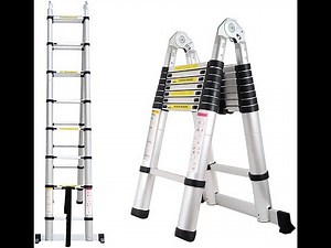 2 In 1 Convertible A-Type Aluminium Telescopic Ladder | EN131 (14.50 x 14.50 Feet | 11+11 Steps)