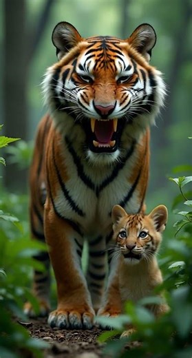 "Happy Tiger Family in the Jungle 🐯💛🌿"