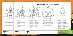 Halloween 2D Shape Search Worksheet