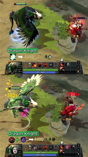 Dragon Knight Mjollnir vs Mask of Madness + Armlet 😱 Damage Comparison | Dota 2 Shorts