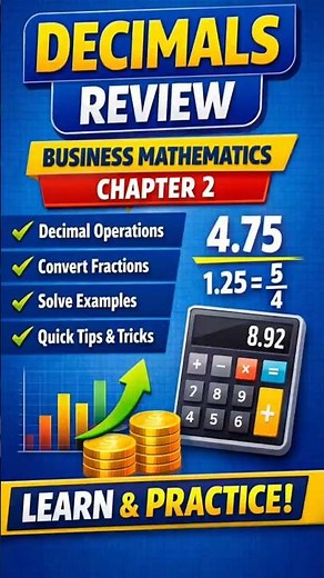 Decimals Review | Business Mathematics Chapter 2 | Complete Concepts & Examples