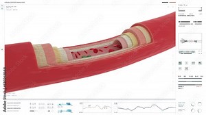 Medical Treatment Ui Detects Covid-19 Illness During Blood Health Examination. Health Diagnostic Examination Analyzing Blood Flow For Virus Illness Cells. Future Health Examination. Illness Diagnosis