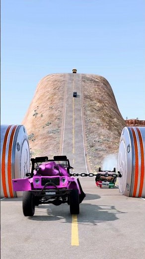 School Bus Vs chained Hydraulic Crush – BeamNG.drive | #shorts #shortsvideo #beamngdrive