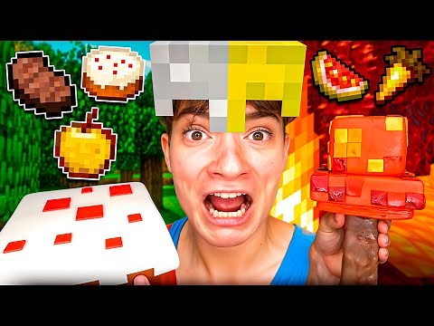 100 días comiendo toda la comida de TODOS los mundos en Minecraft! 🥕⛏️