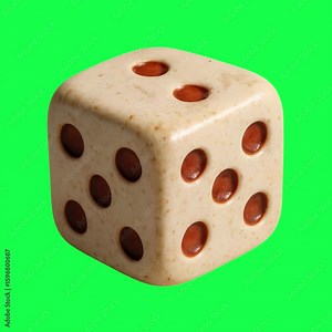 Vintage dice animation, transparent 4K video, green screen