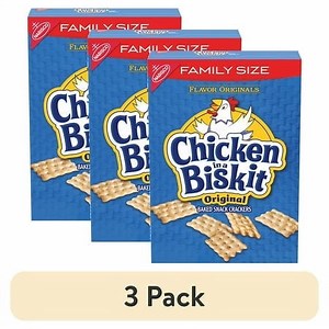 (3 pack) CHICKEN IN A BISKIT Original Baked Snack Crackers, Lunch Snacks, Family Size, 12 oz