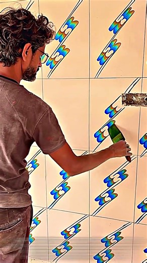 Geometric Marble Motif Painting Technique on Interior Wall