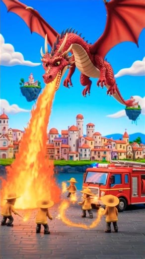 A dragon is flying and firewicketers 🚒 removing fire 🔥 | fire dragon | AT Animation