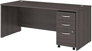 Bush Business Furniture Studio C Office Desk with Mobile File Cabinet, 72W x 30D, Storm Gray
