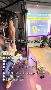 ●水曜日●肩・腕●ケーブルマシン ●オーバーヘッドエクステンション ●16.25kg+0.625 ×15rep ●2min interval● #筋トレ#ケーブルオーバーヘッドエクステンション