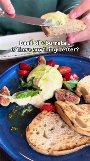 Roasted Cherry Tomatoes with Burrata and Basil Oil