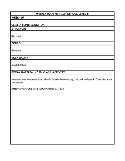 HS 5 WEEK 15 weekly plan worksheet