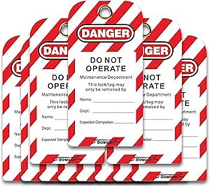 Lockout Tagout Tags - Loto Tags for Lock Out Tag Out - 40 Danger Do Not Operate Tags with 40 Zip Ties - Heavy Duty 20 mil Vinyl - Out of Service Tags - OSHA Compliant. (Red)