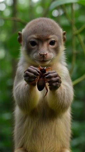 Tiny Monkey vs Giant Spider 😱 #shorts #viral #animals