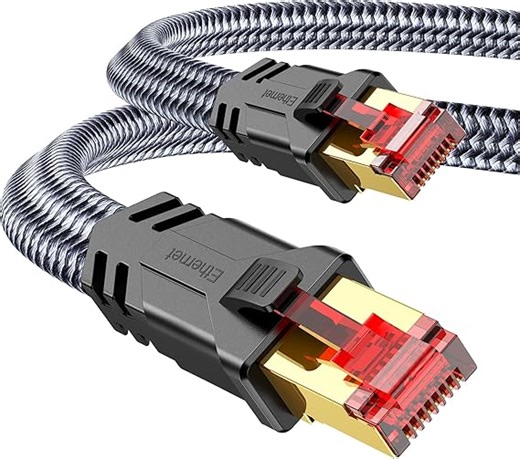 SNOWKIDS Cat 8 LAN Kabel 5meter - Netzwerkkabel 5m 40Gbps Hohe Geschwindigkeit, Ethernet Kabel - 2000MHz S/FTP RJ45 Gigabit Flach Nylon Patchkabel f¨¹r Router/Modem/TV/Switch, erhältlich in 0,25-31 m