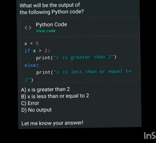 Slice it up! What will be the output of the code #PythonQuiz #ListSlicing #CodingChallenge #Python #PythonQuiz #ListSlicing #CodingChallenge #Programming #QuizTime #TechQuiz #CodeTest #LearnPython #saraswathianalytics #python #today #pythonquiz #techquiz #trending #programming | Saraswathi Analytics | Facebook